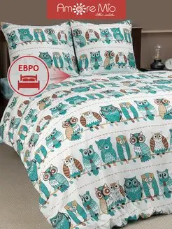 Постельное белье Евро с принтом Сова